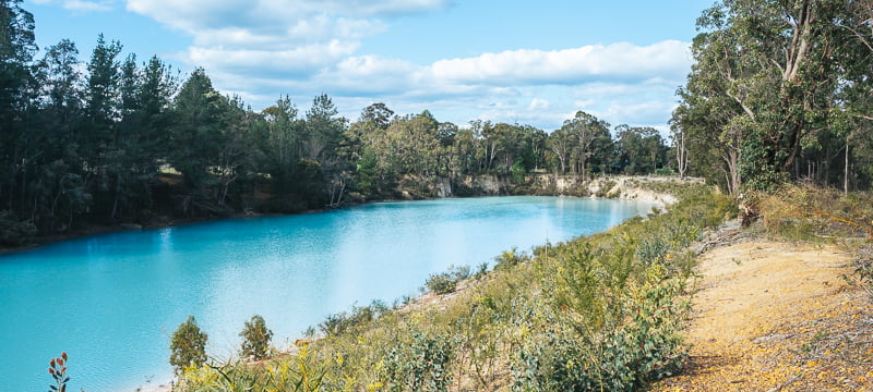 The azure blue Black Diamond Lake near Collie
