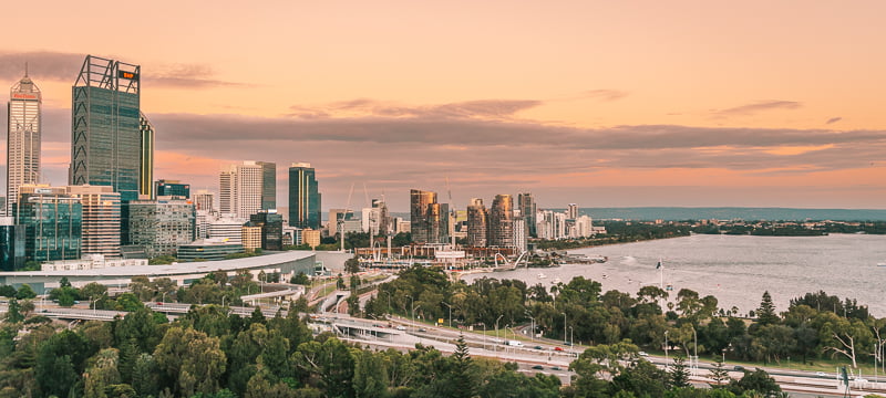 Views of the Perth skyline from Kings Park