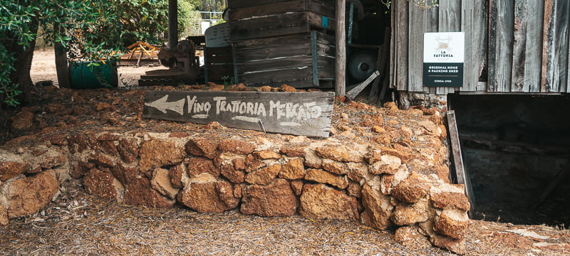 Sign from the car park at La Fattoria