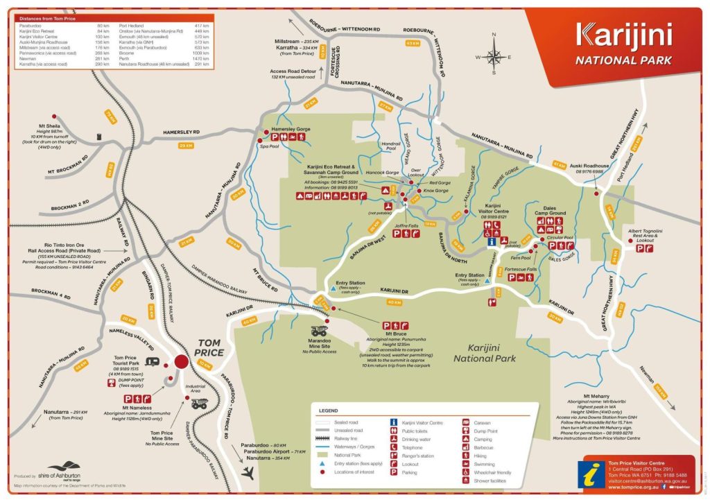 Map of the Karijini National Park