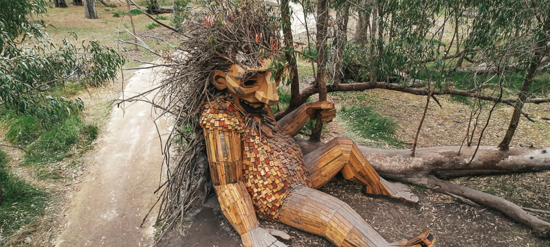 The Giants of Mandurah wooden sculptures.