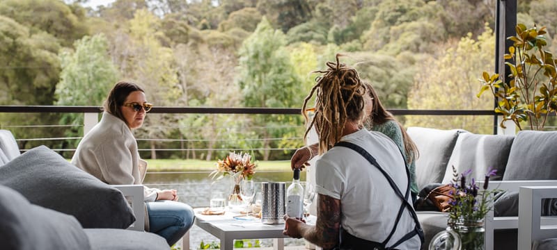 Wine tasting at a boutique winery in the Southern Forests region.