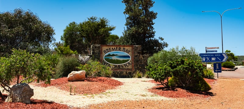 The welcome sign at Bremer Bay, Western Australia.