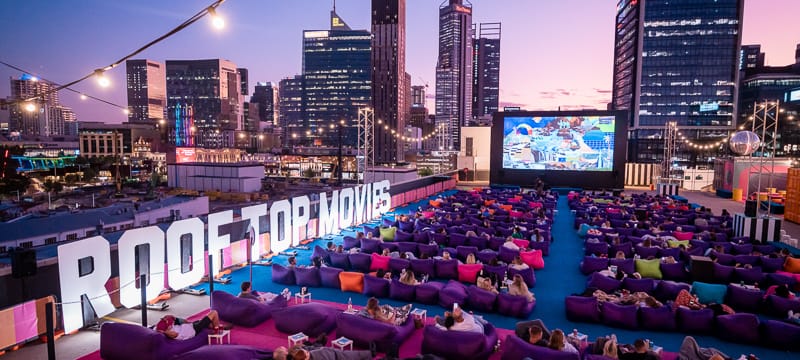 Watch an outdoor movie with city views