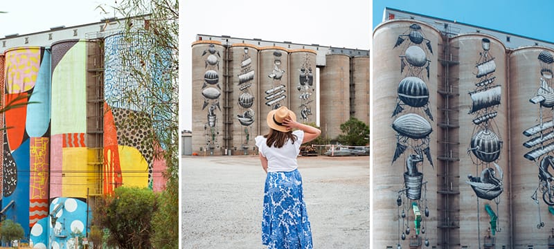 The colourful murals on the grain silos at Northam - part of WA's Public Silo Trail
