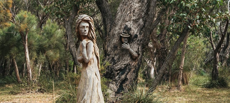 Unique carvings on a property in Albany, Western Australia - part of the Chainsaw Sculpture Drive