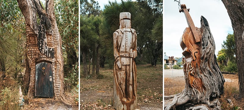 Ned Kelly, Fairy Tree and Cello are just a few of the carvings you'll see along the Chainsaw Sculpture Drive in Albany, Western Australia
