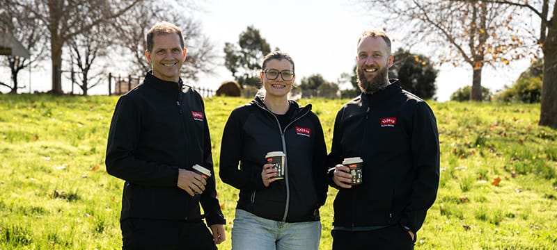 Jake McAuliffe, Kerry Sheffield and Alastair Ingram on the site of the new Yahava KoffeeWorks in the Swan Valley.